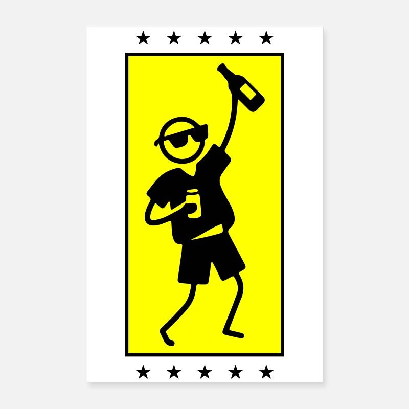 Party Stick Figure Dancing Drinking Poster 16" x 24" (40x60 cm)