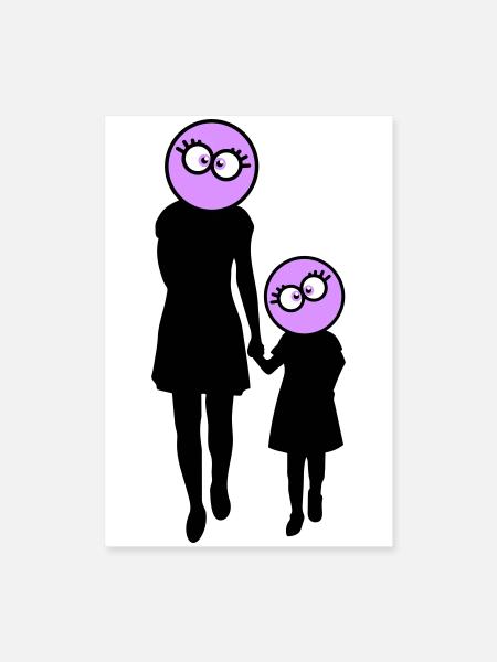 Familie Silhouette Liebe Kinder Eltern Mama Papa - Poster 40x60 cm - Weiß - Vorne