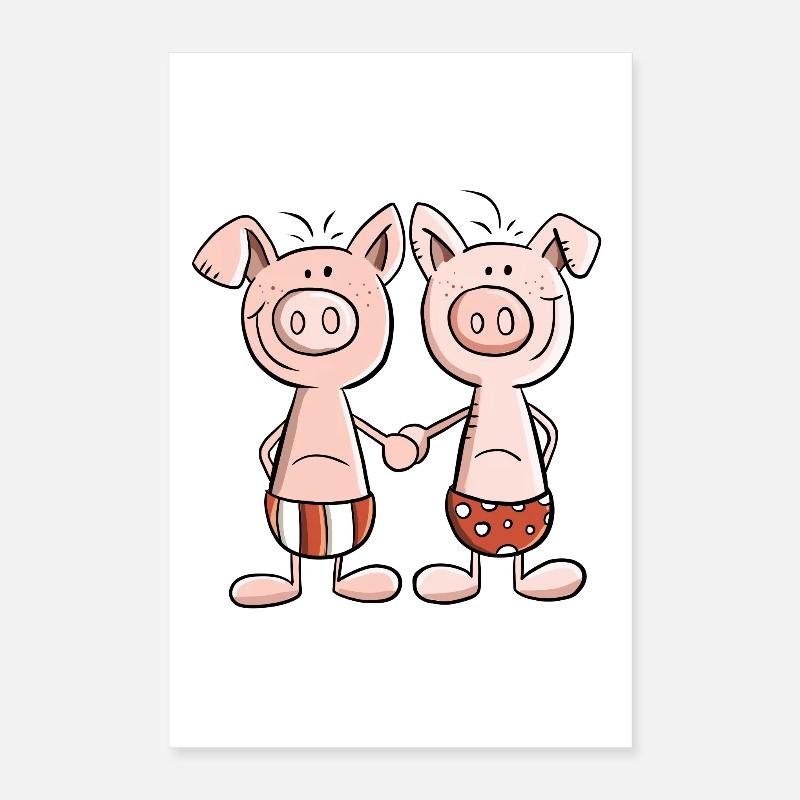 Beste Freunde Schweine Zwillinge Fun Geschenk Poster 40x60 cm