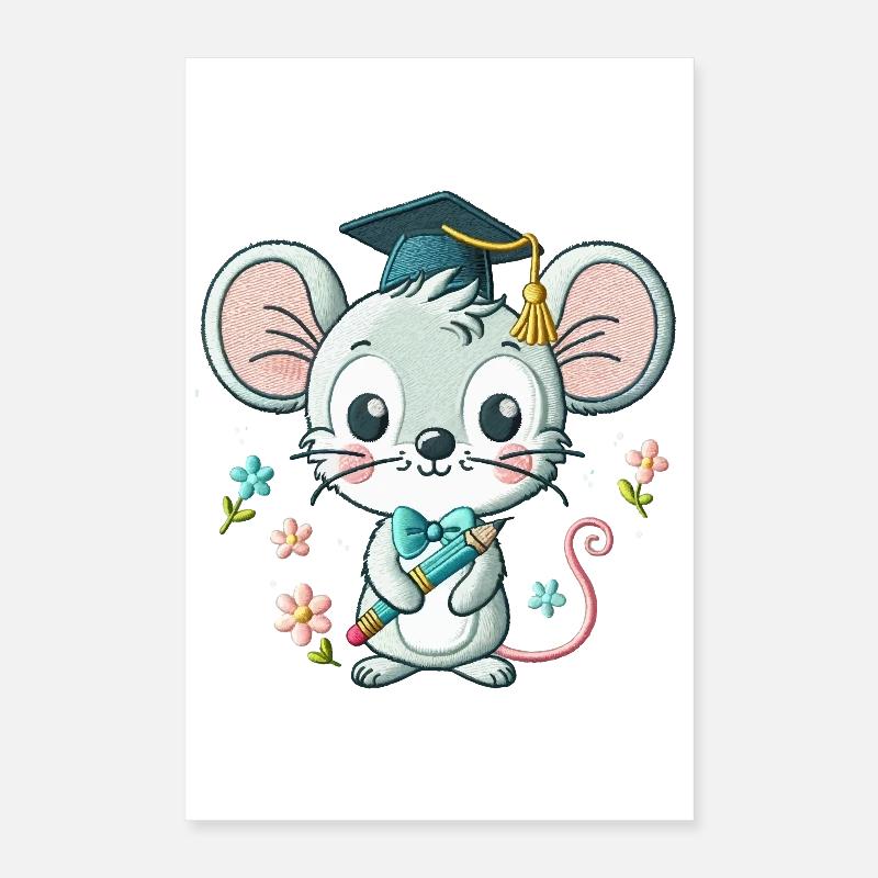 Souris Diplômée Astucieuse Poster 40 x 60 cm