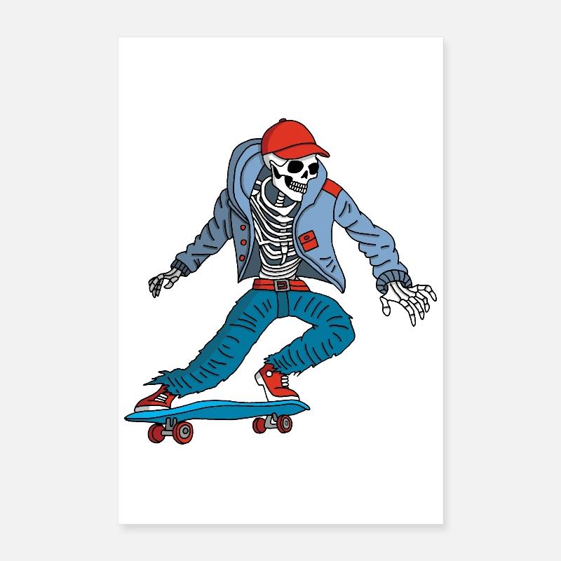 Skeleton on a skateboard Poster 16" x 24" (40x60 cm)