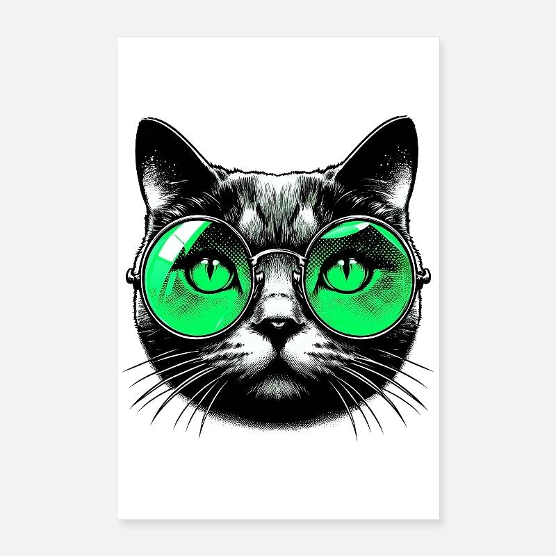 Kater mit Brille Poster 40x60 cm
