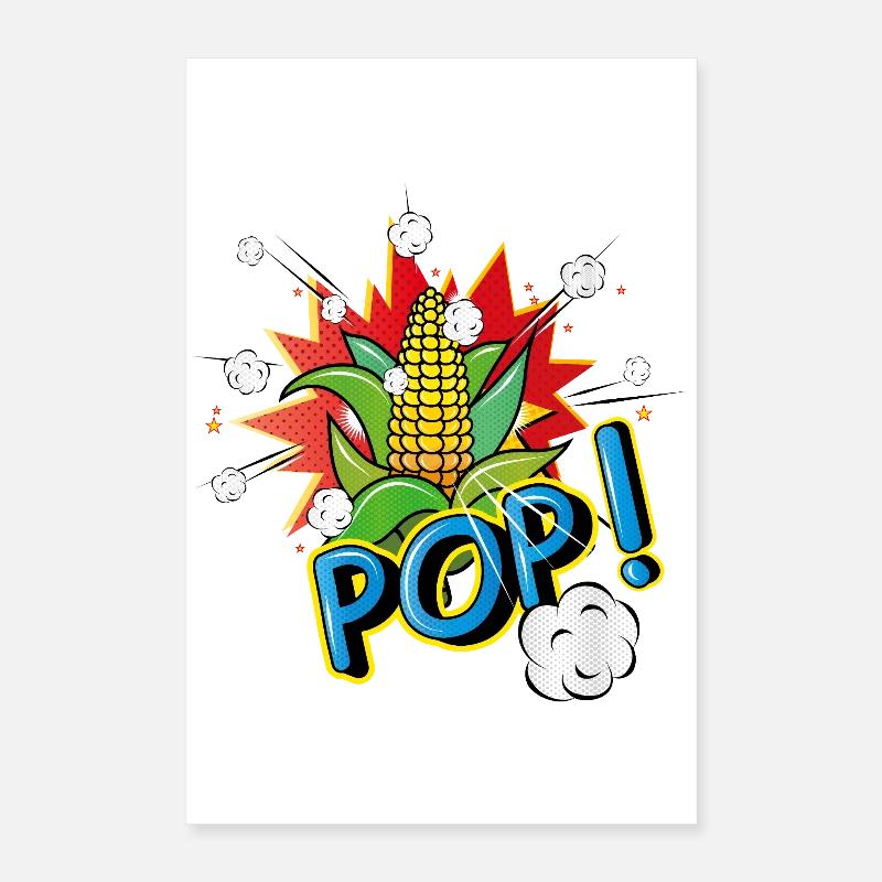 Maïs en épi de style pop art avec effet pop-corn Poster 40 x 60 cm