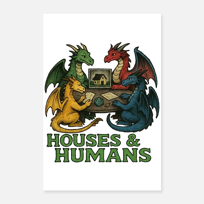Drachen am Haustisch Poster 40x60 cm