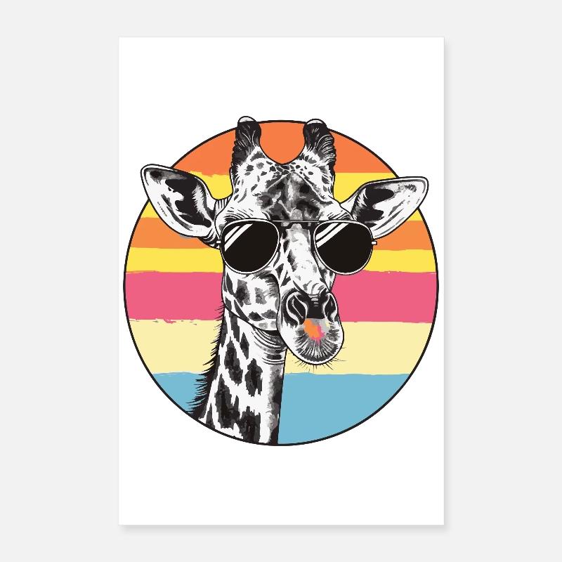 Giraffe Retro Sonnenbrille Poster 40x60 cm