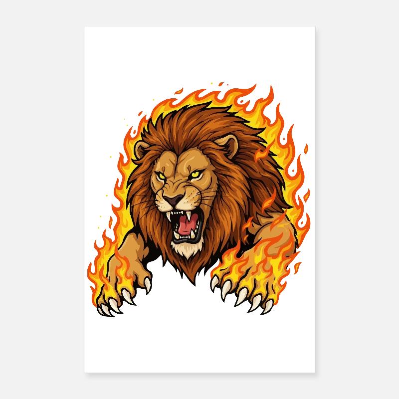 Lion in Flames Poster 16" x 24" (40x60 cm)