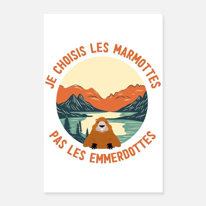 Marmottes du lac: choix paisible Poster 40 x 60 cm