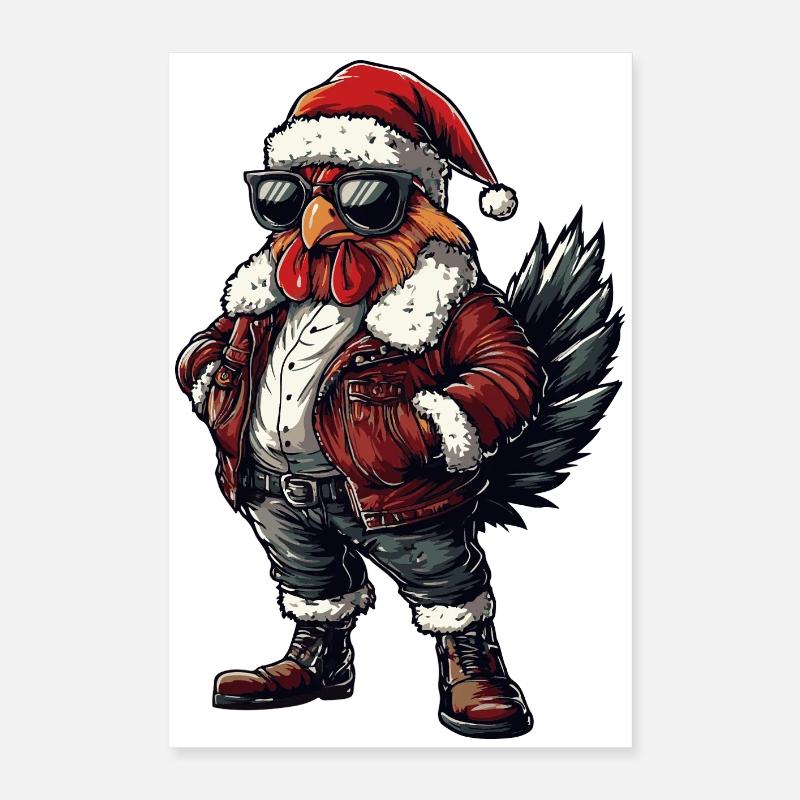 Coq, Noël Hiver Poster 40 x 60 cm