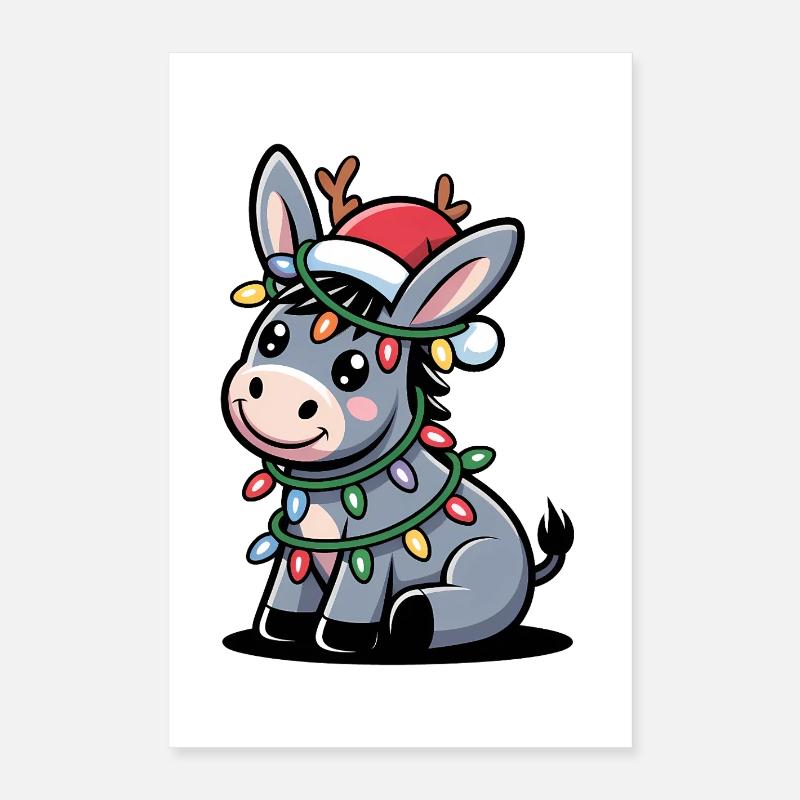 Donkey Elf Christmas Poster 16" x 24" (40x60 cm)