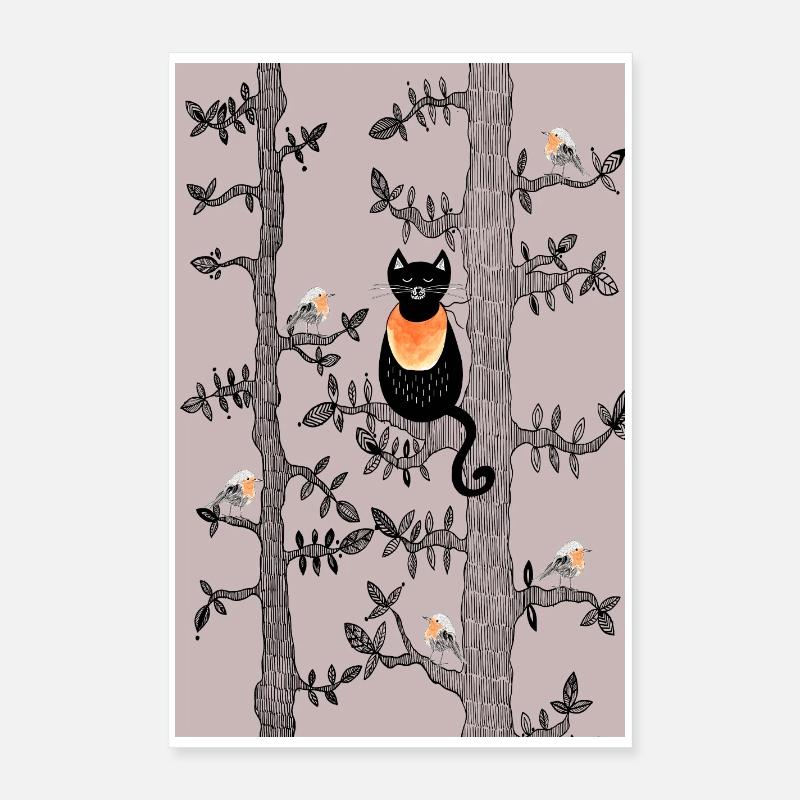 Cat & Robin Poster Poster 16" x 24" (40x60 cm)