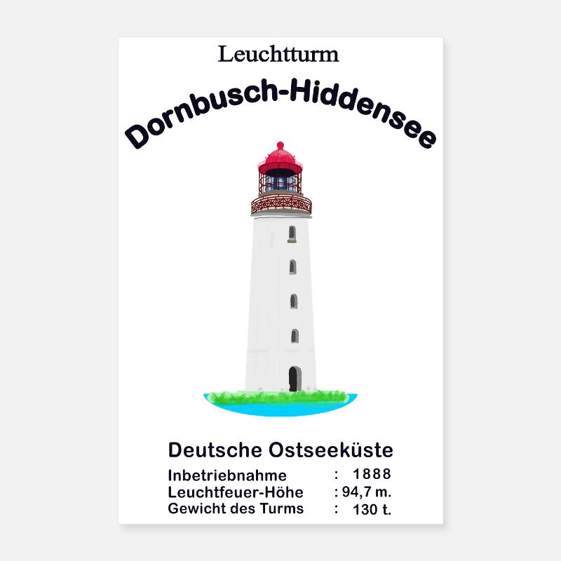 Leuchtturm Dornbusch, Insel Hiddensee, Ostsee Poster 40x60 cm