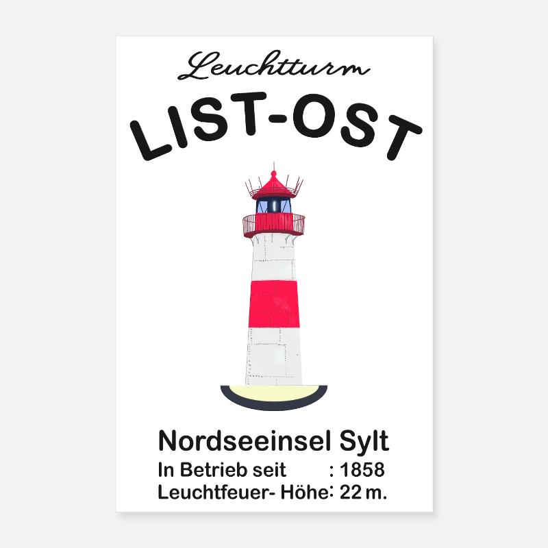 Liste des phares - Est sur Sylt, dessin Poster 40 x 60 cm