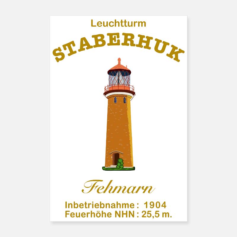 Fehmarn, phare emblématique de Staberhuk Poster 40 x 60 cm