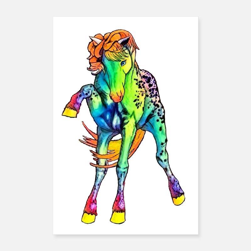 neon Pferd Poster 40x60 cm