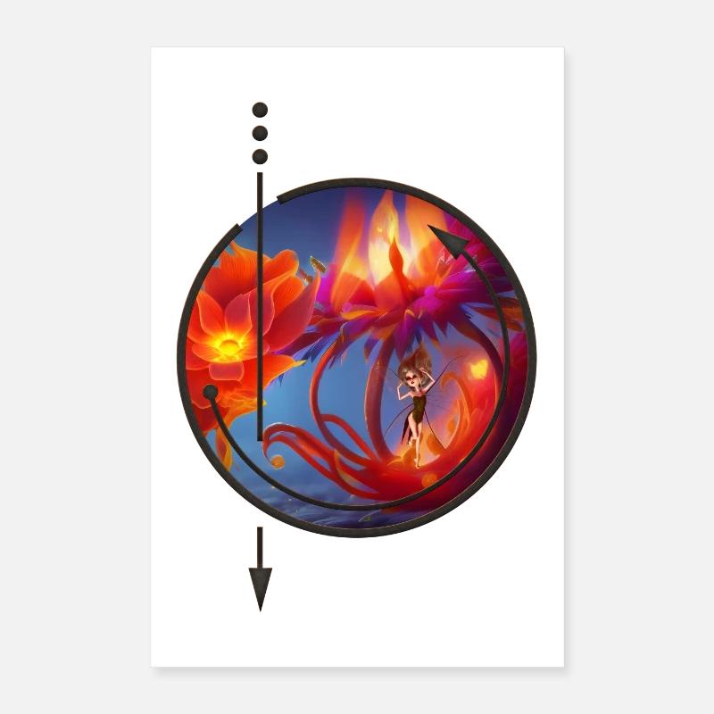 Die Blume des Feuers, die immer mit Fee blüht. Poster 40x60 cm