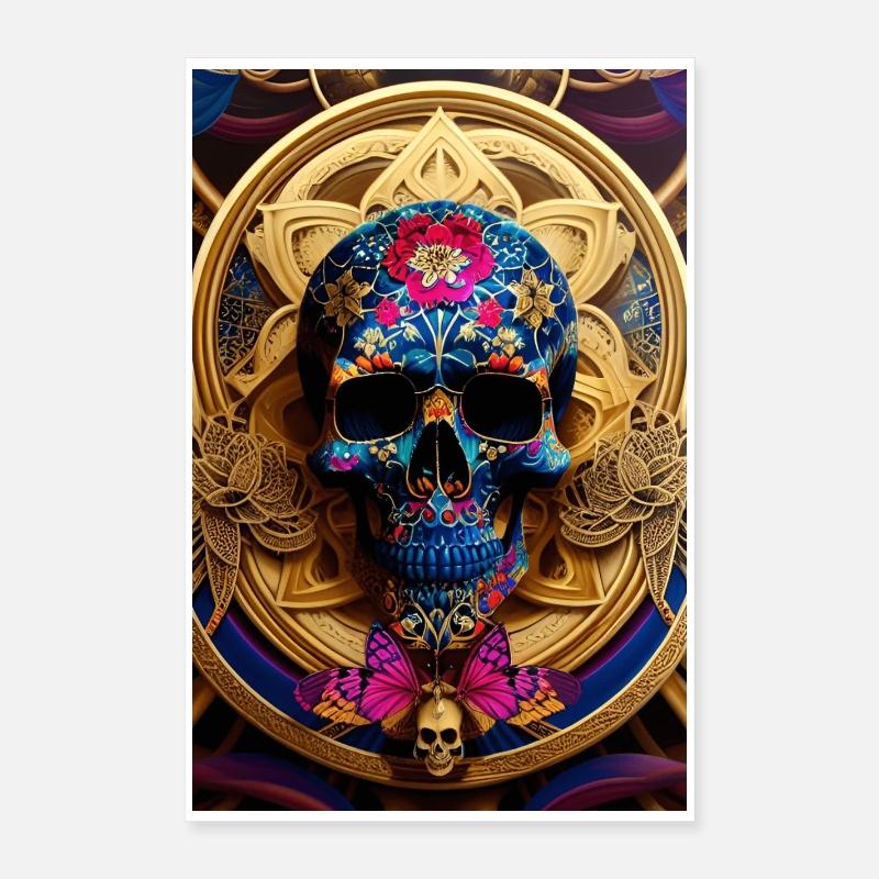 calavera - Poster 40 x 60 cm - blanc
