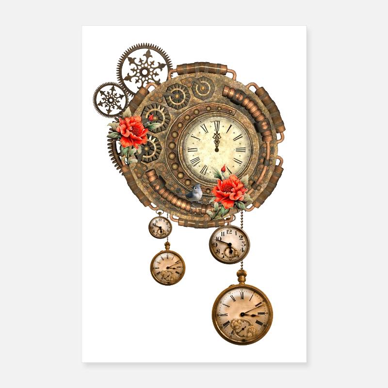 Wunderbare Steampunk-Uhr Poster 40x60 cm