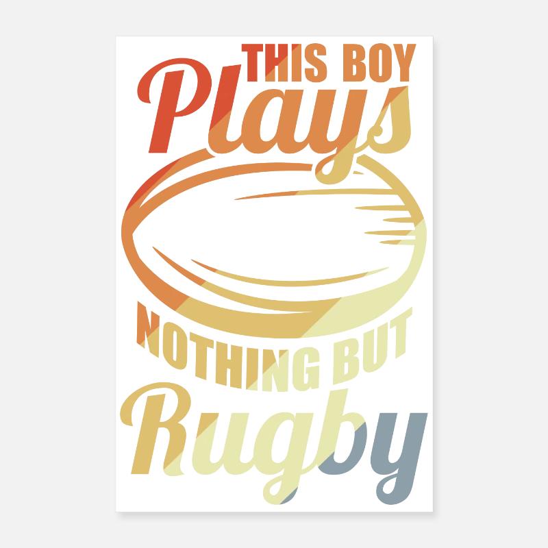 Junge der Rugby spielt Poster 40x60 cm