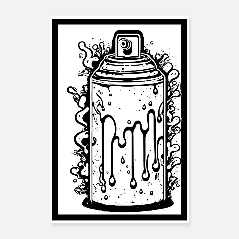 Comic spray can with drops in frame Poster 16" x 24" (40x60 cm)