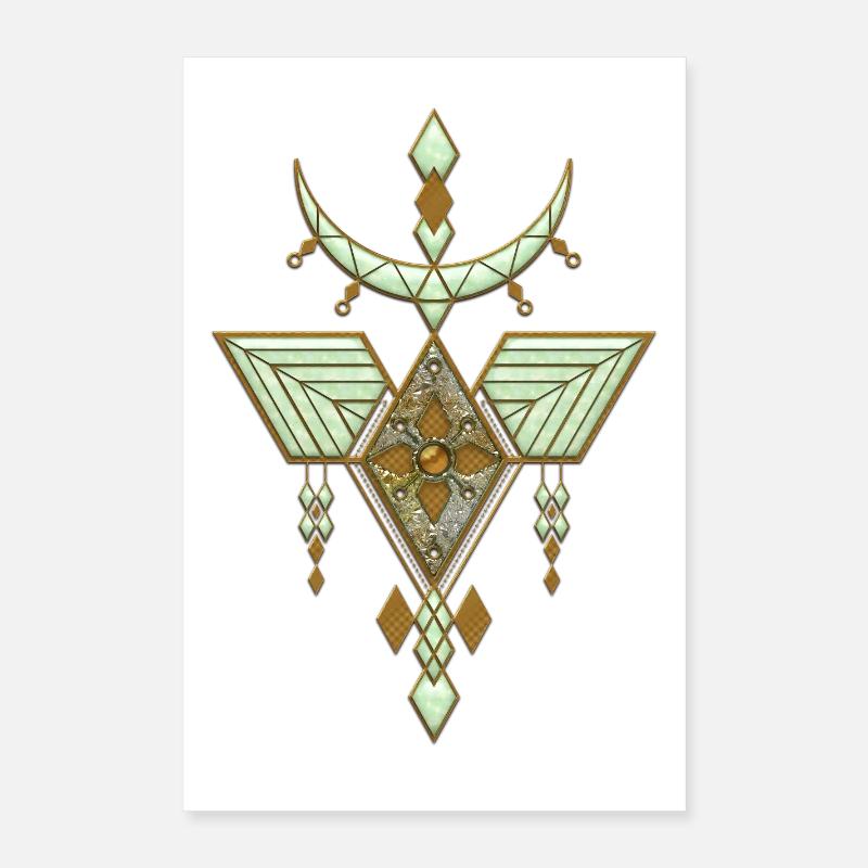 Design abstrait élégant en or et vert tendre Poster 40 x 60 cm