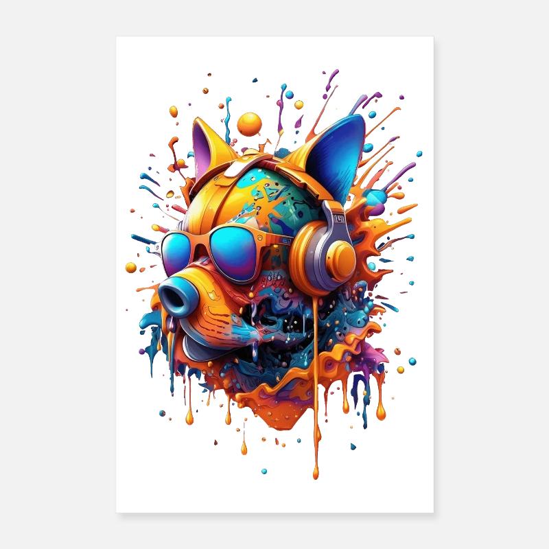 Stylized Futuristic Dog Head Molosser Type Poster 16" x 24" (40x60 cm)