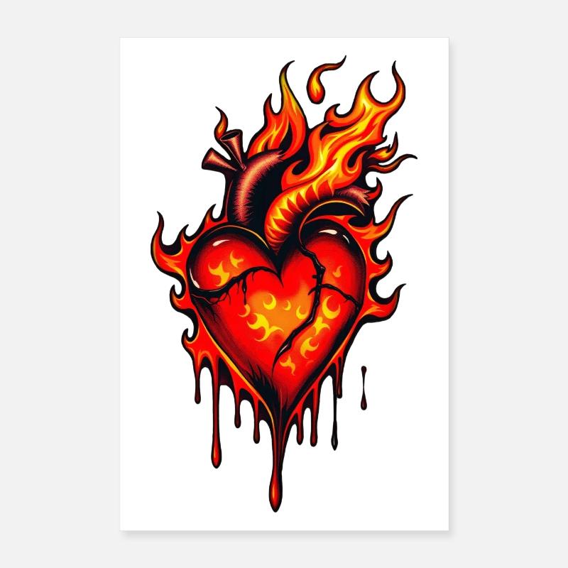 Flaming heart. Poster 16" x 24" (40x60 cm)