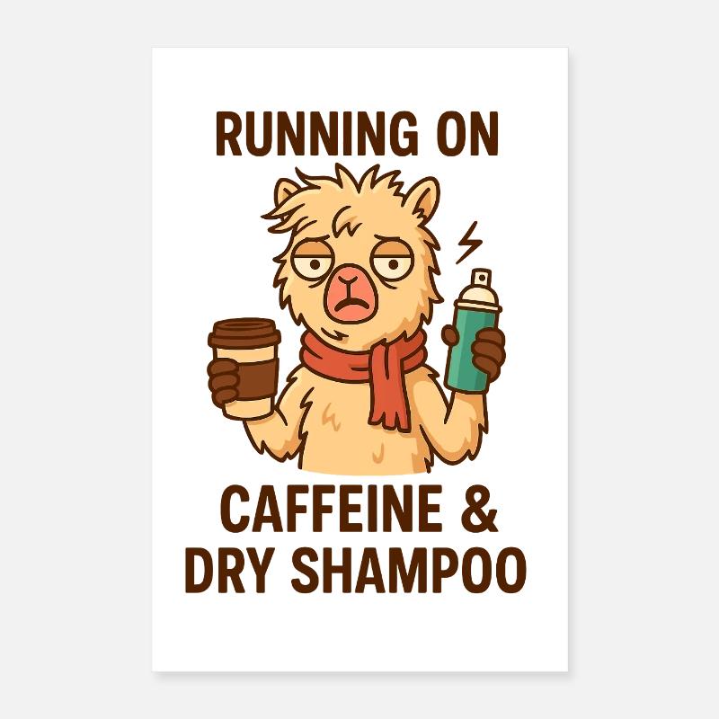 Coffee & Dry Shampoo Lama Poster 40 x 60 cm