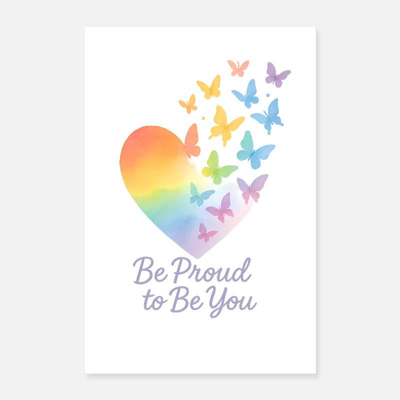 Be Proud to Be You – Regenbogen-Herz mit Message Poster 40x60 cm