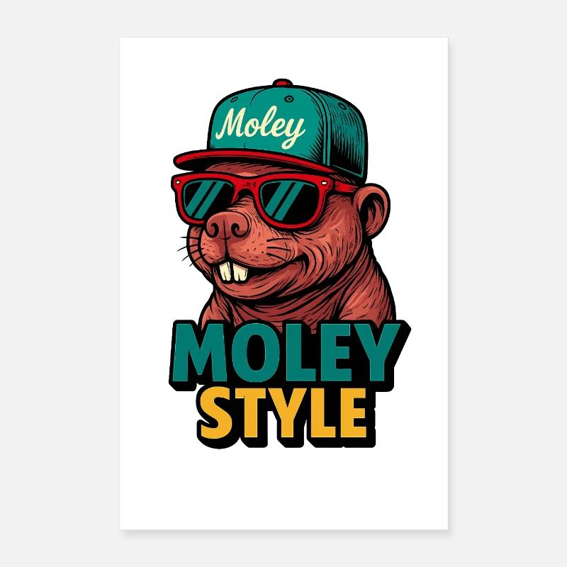 Moley Style Affe Retro Cap Poster 40x60 cm