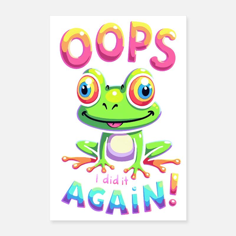 Colorful Frog with Optimistic Message Poster 16" x 24" (40x60 cm)