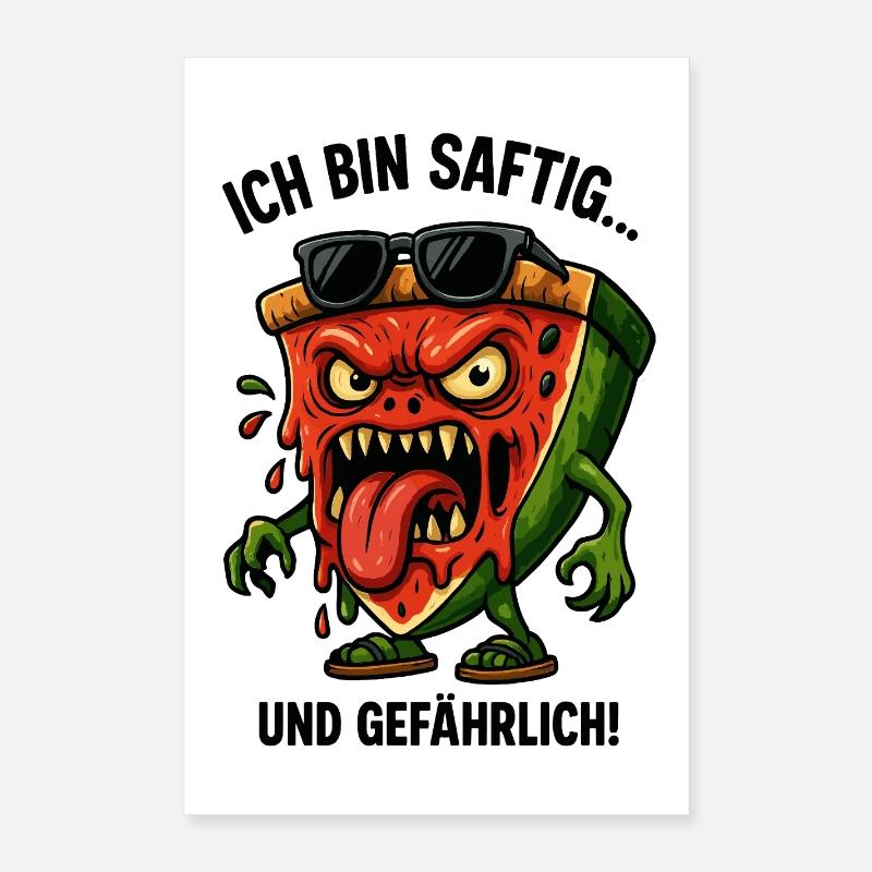 Saftige Pizza mit Sonnenbrille Poster 40x60 cm