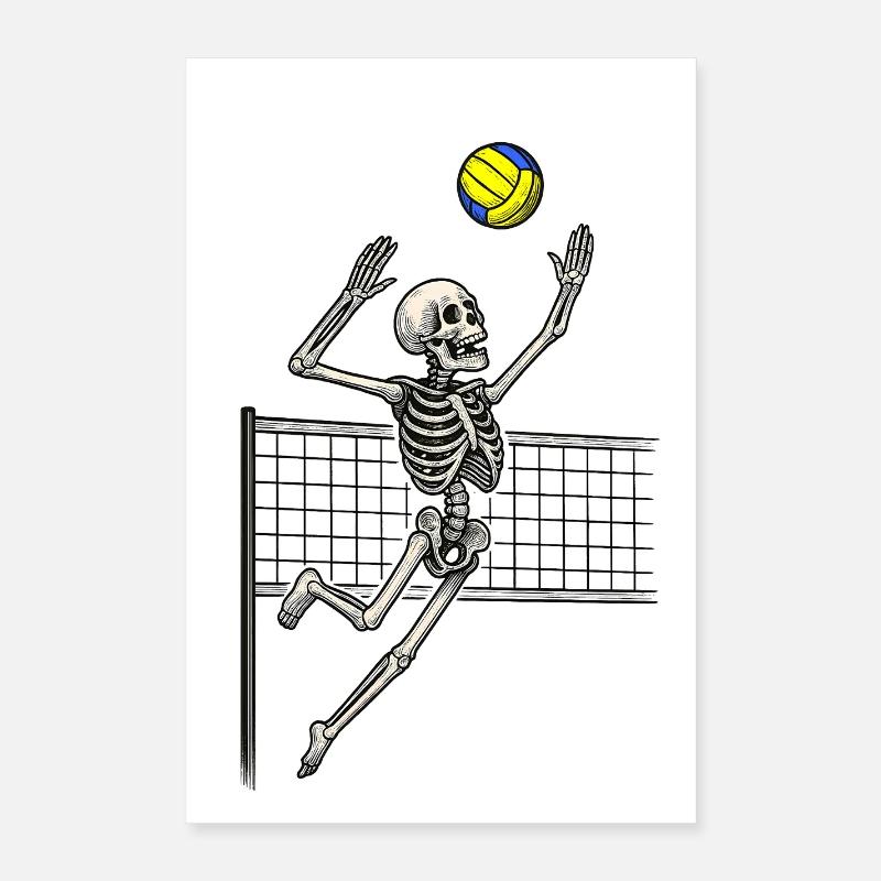 Volleyball Skeleton Spike Poster 16" x 24" (40x60 cm)