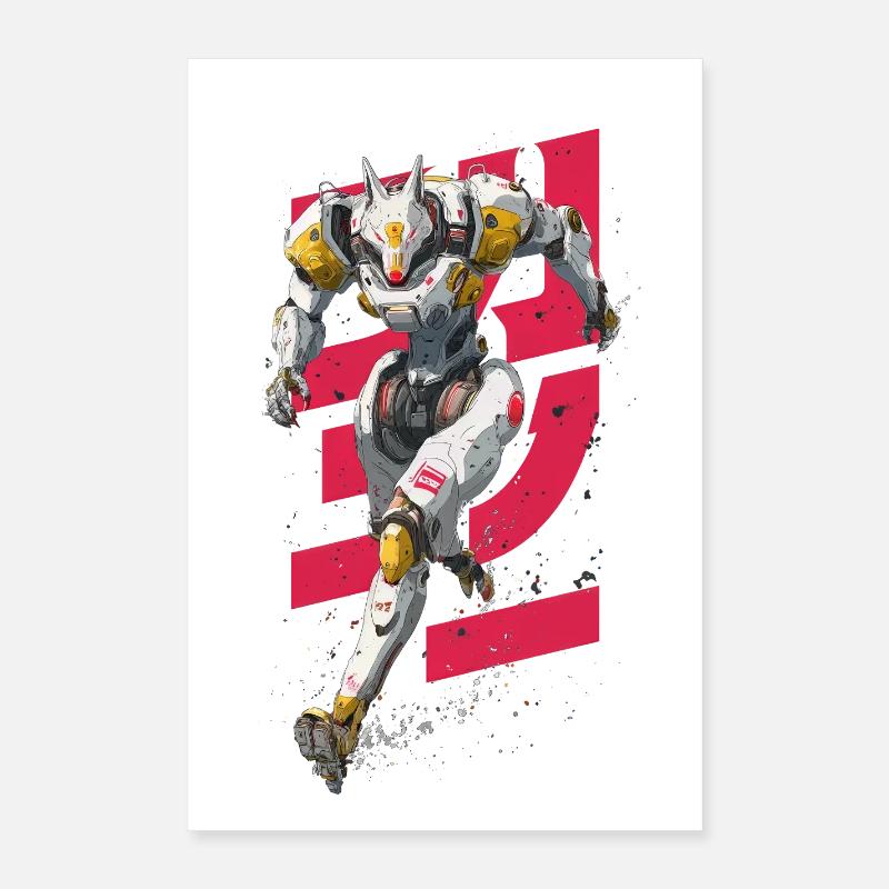 Futuristic Wolf Fighting Robot Poster 16" x 24" (40x60 cm)