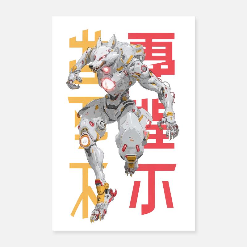 Futuristischer Wolf Mecha-Design Poster 40x60 cm