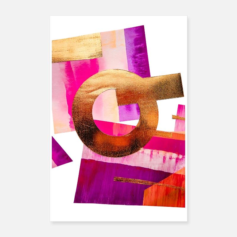 Design abstrait avec doré, rose et violet Poster 40 x 60 cm