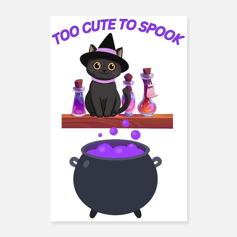Chat sorcière mignon avec potion magique Poster 40 x 60 cm