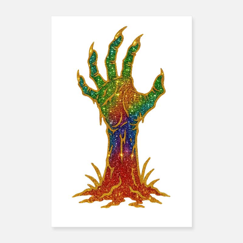 Regenbogen-Glitzerhand Erwachen Poster 40x60 cm