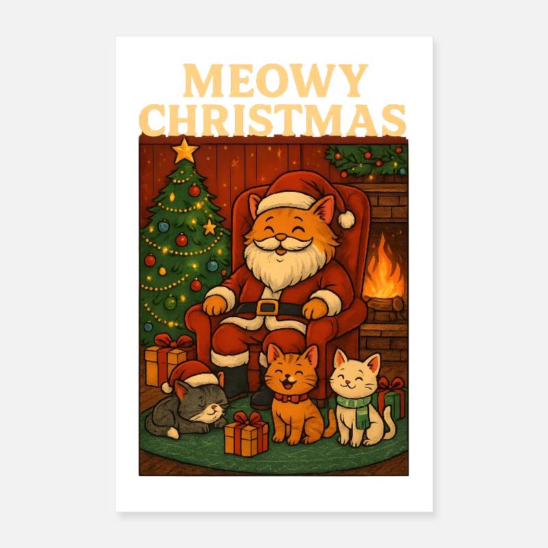 Weihnachtskater und die Weihnachtskätzchen Poster 40x60 cm
