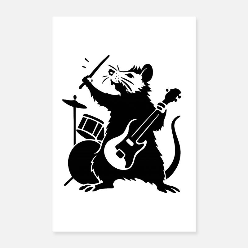 Ratte in einer Band Poster 40x60 cm