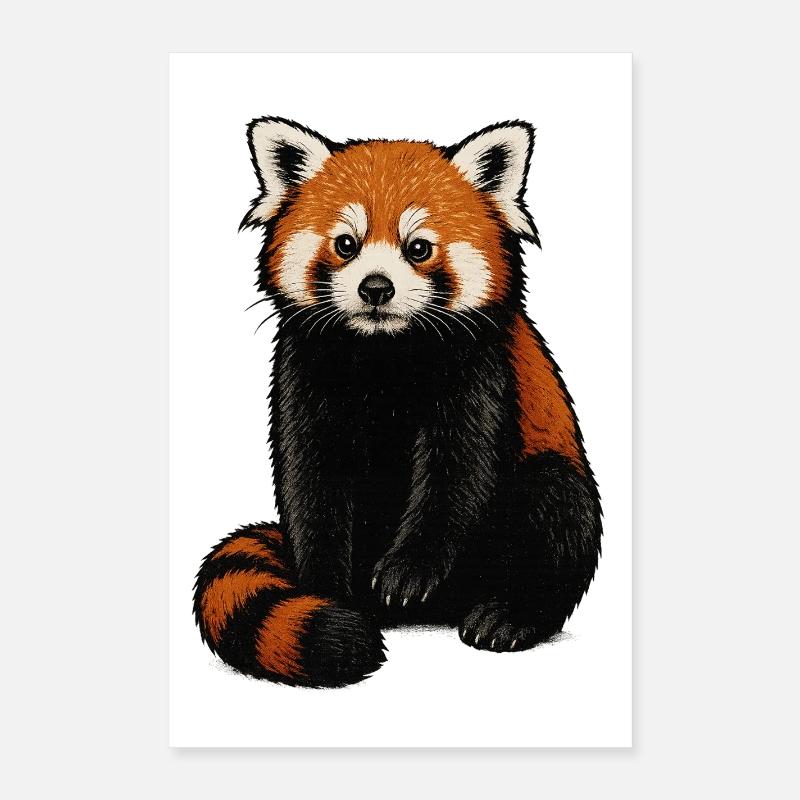Illustration de câlin de panda roux Poster 40 x 60 cm