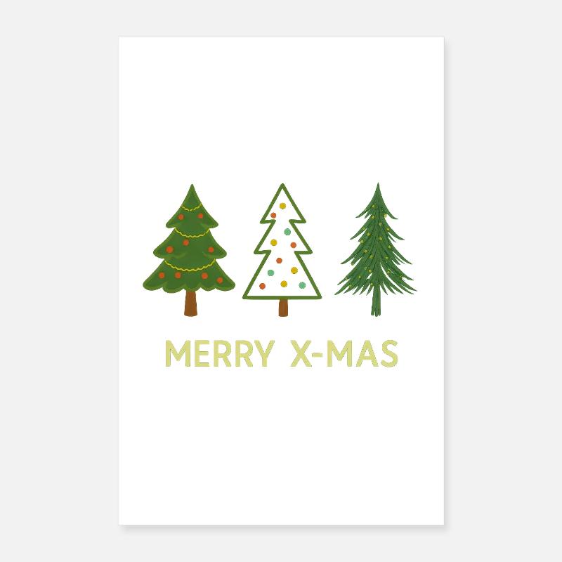 Merry X-Mas Christmas Tree Christmas Poster 16" x 24" (40x60 cm)