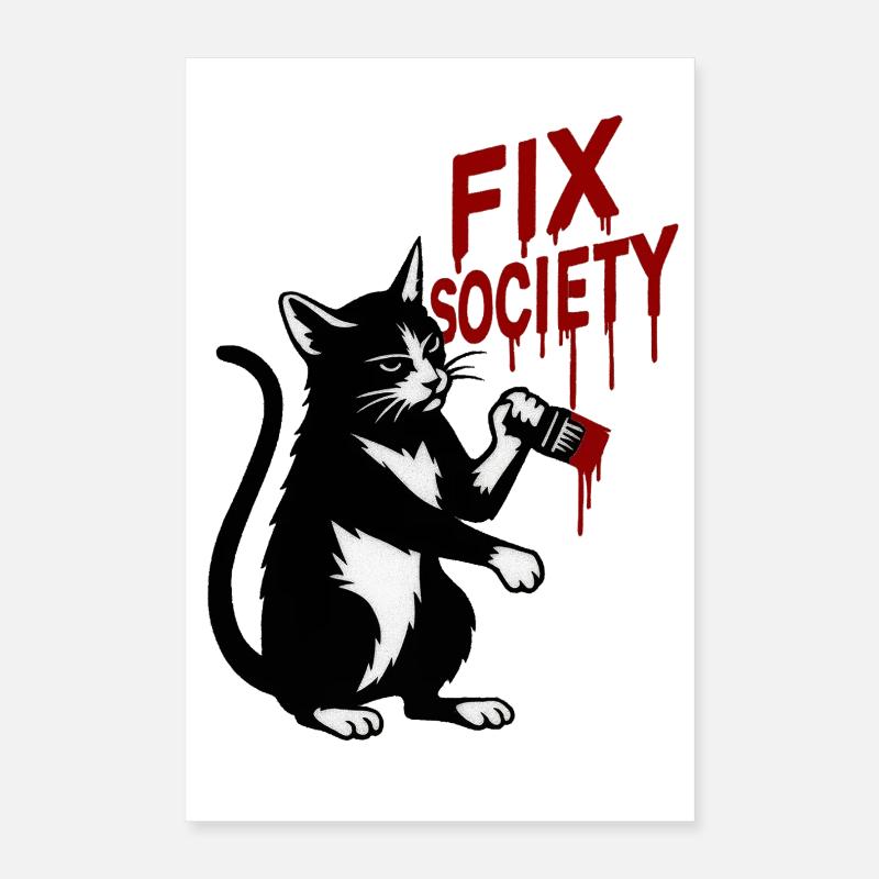 Graffiti Katze Fix Society Poster 40x60 cm