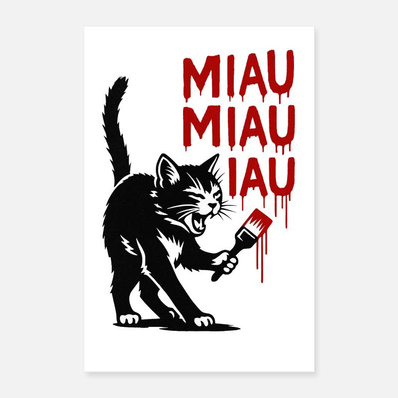 Meow Art: Red Drop Cat Poster 16" x 24" (40x60 cm)