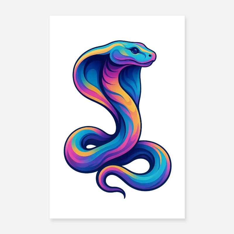 Serpent coloré dans une palette de néons Poster 40 x 60 cm