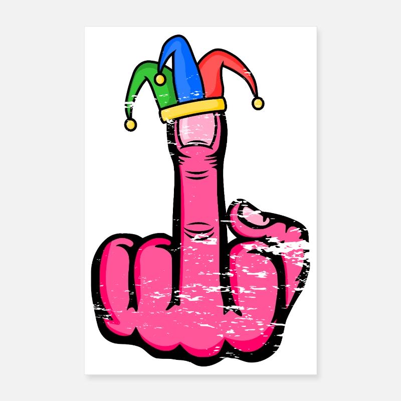 Mittelfinger Stingerfinger Karneval Poster 40x60 cm