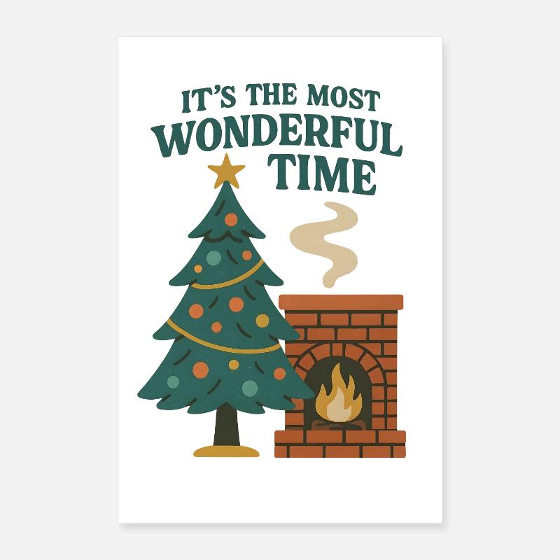 Cheminée de Noël Poster 40 x 60 cm