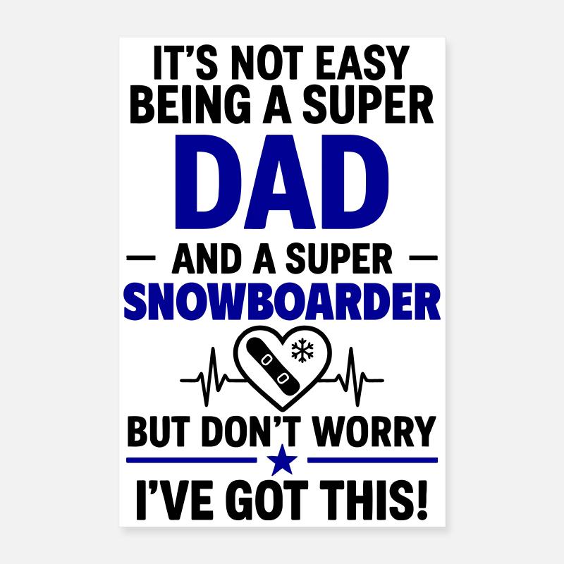Herz + Snowboard – Super Papa Snowboarder Poster 40 x 60 cm