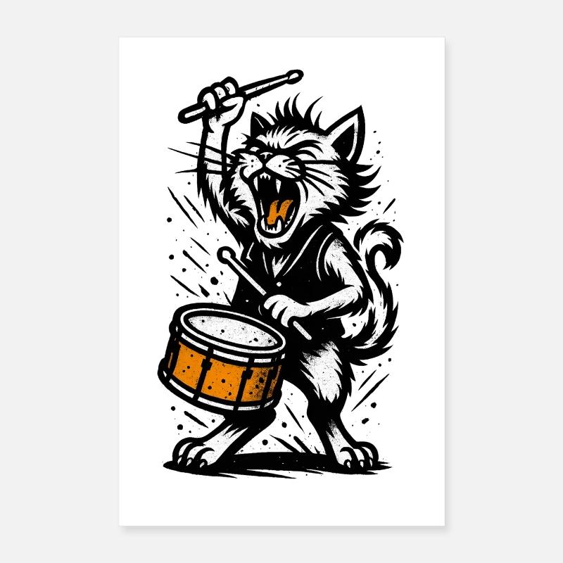 Batteur chat dans la tempête Poster 40 x 60 cm