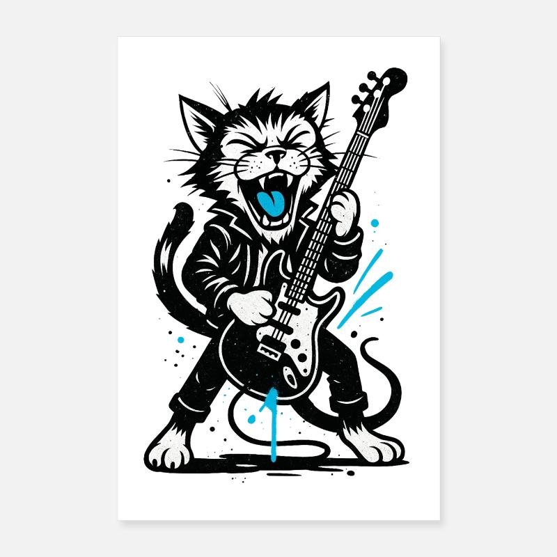 Jupe de chat avec guitare électrique Poster 40 x 60 cm