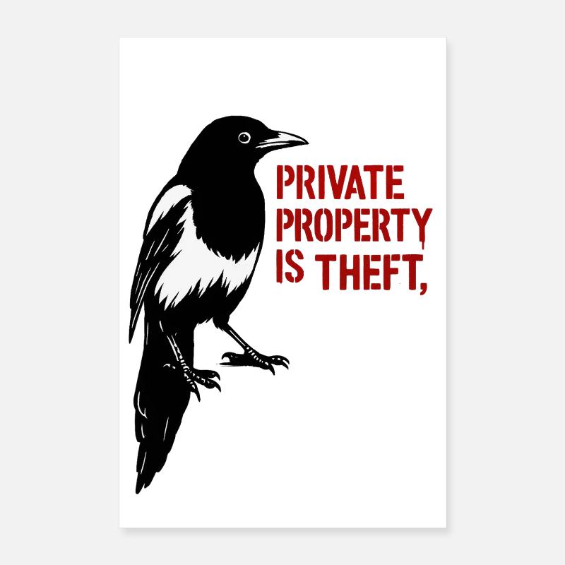Message de pie, corbeau et rouge Poster 40 x 60 cm